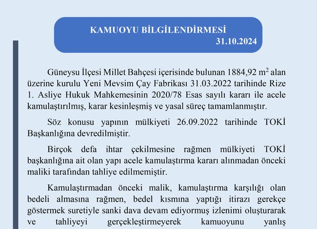 KAMUOYU BİLGİLENDİRMESİ